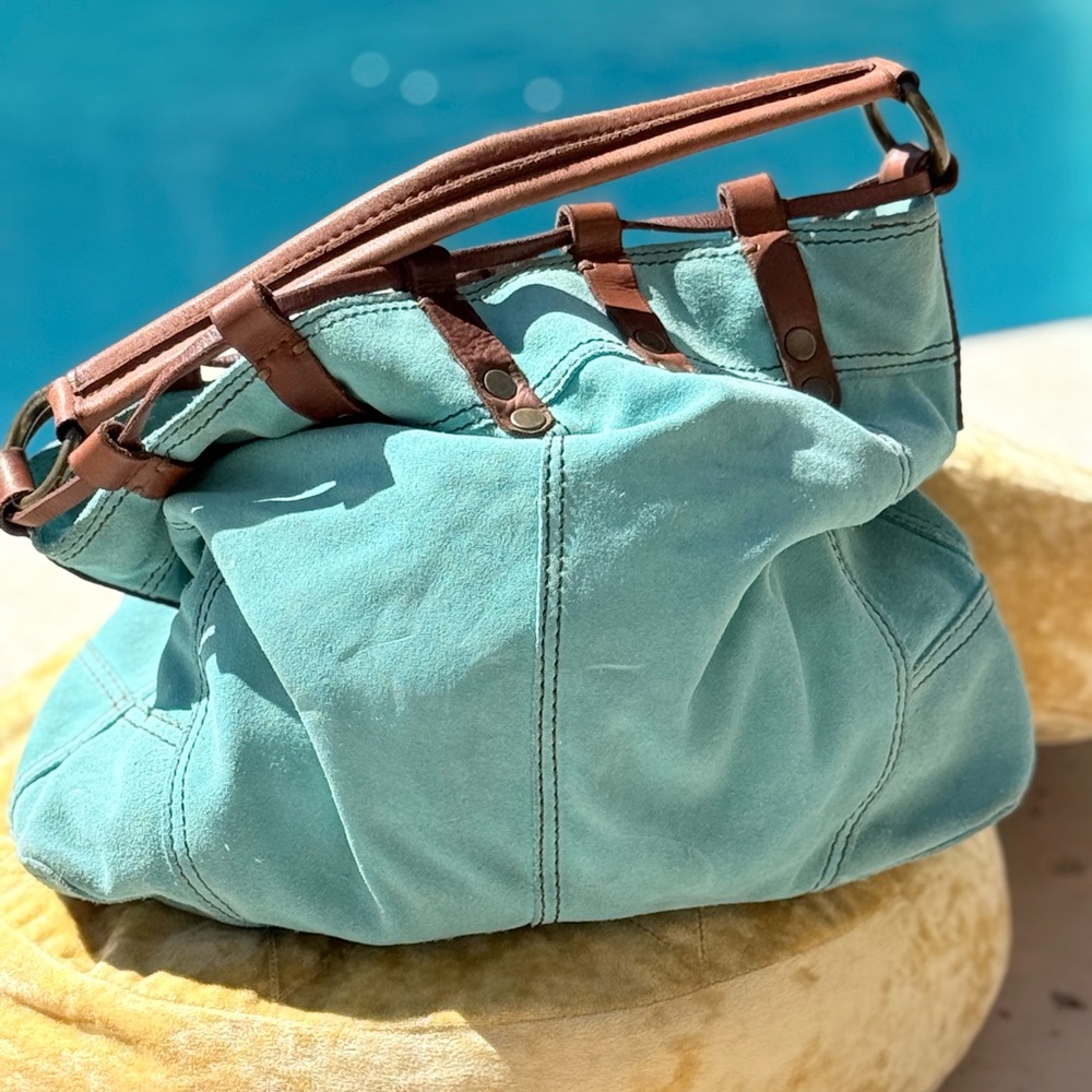 Vintage Lucky Brand Turquoise Suede Hobo Hippie Bag